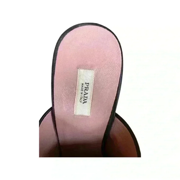 Black Prada Pointy Open Toe Satin Mule with clear heel size 37. - Picture 14 of 14